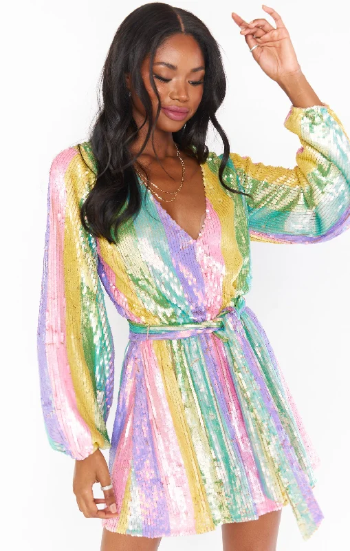 Wear Me Out Dress ~ Rainbow Stripe Sequins