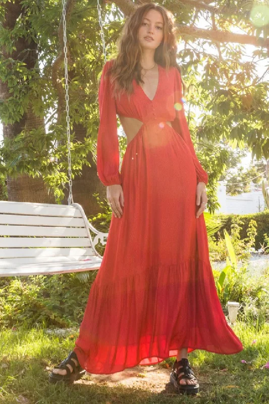 Zara Red Cutout Maxi Dress