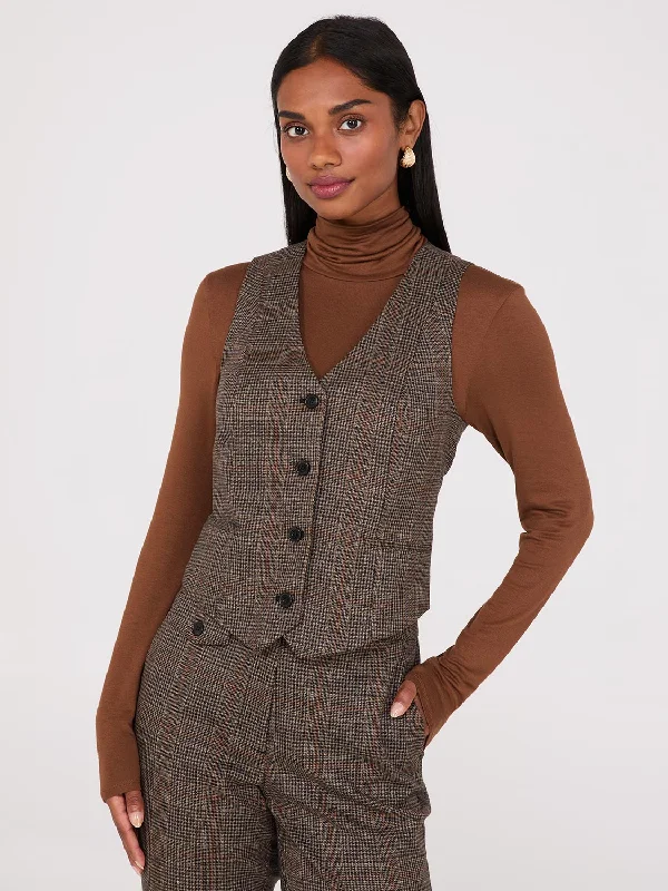 Glen Plaid Button-Front Vest