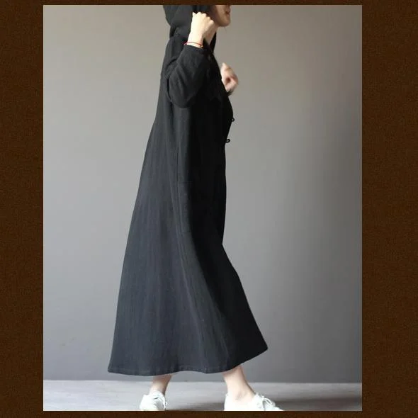 black linen cardigan dress plus size long maxi coat summer linen clothing