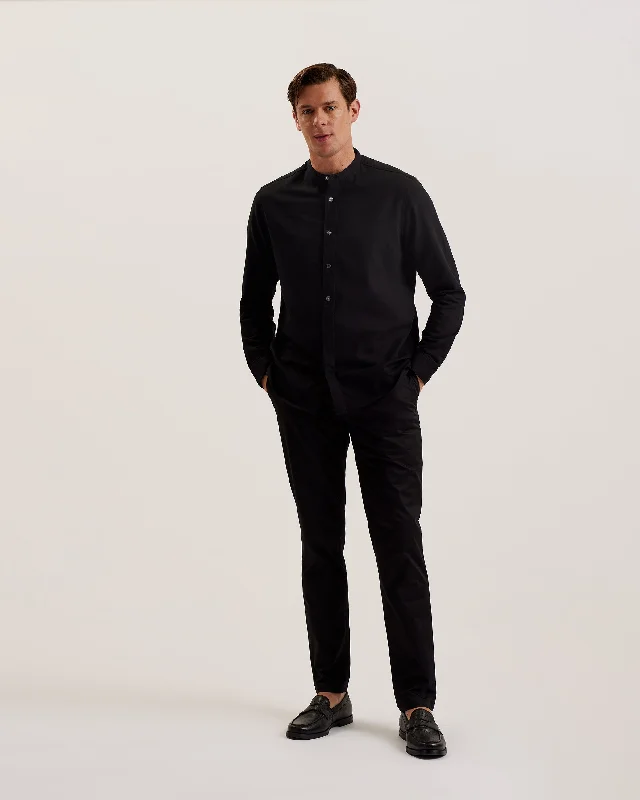 Bastuns Ls Relaxed Grandad Collar Shirt Black