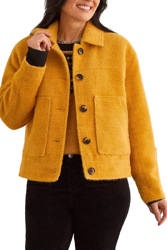 Button Front Lined Jacket In Marigold