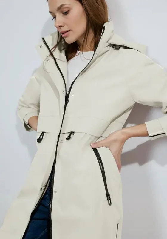 Cecil Removable Hood Trench Coat, Beige