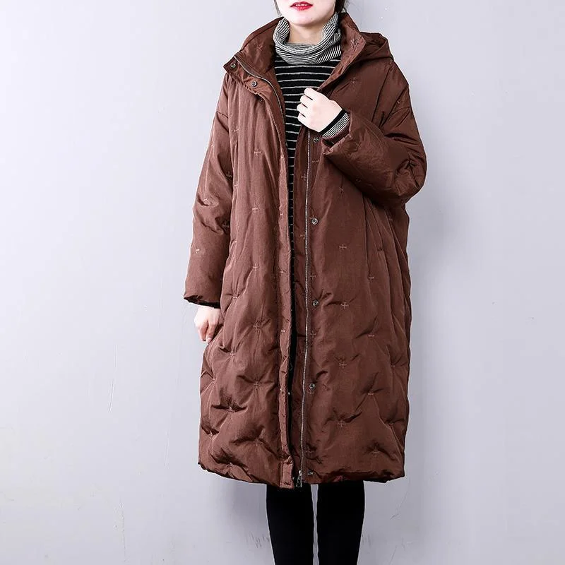 chocolate warm winter coat plus size hoodedYZ-2018111413