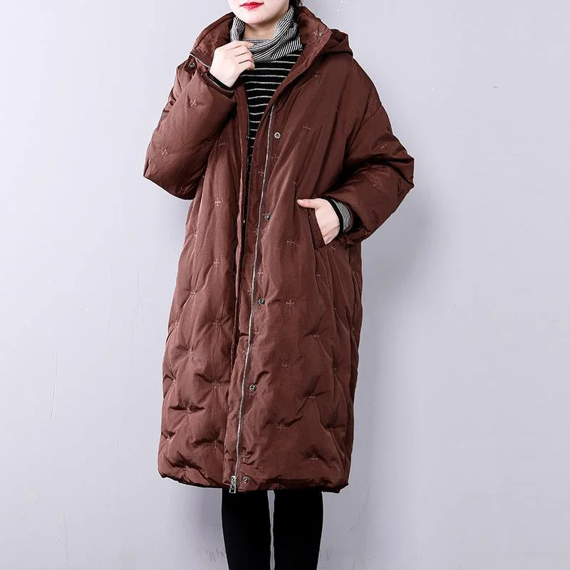 chocolate warm winter coat plus size hoodedYZ-2018111413