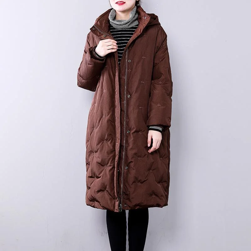 chocolate warm winter coat plus size hoodedYZ-2018111413