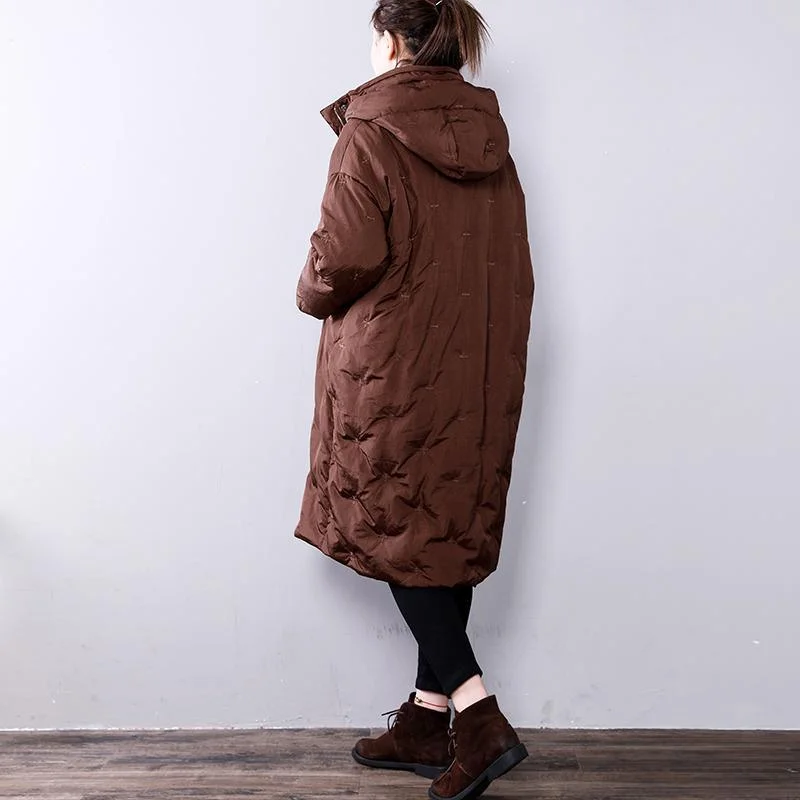 chocolate warm winter coat plus size hoodedYZ-2018111413