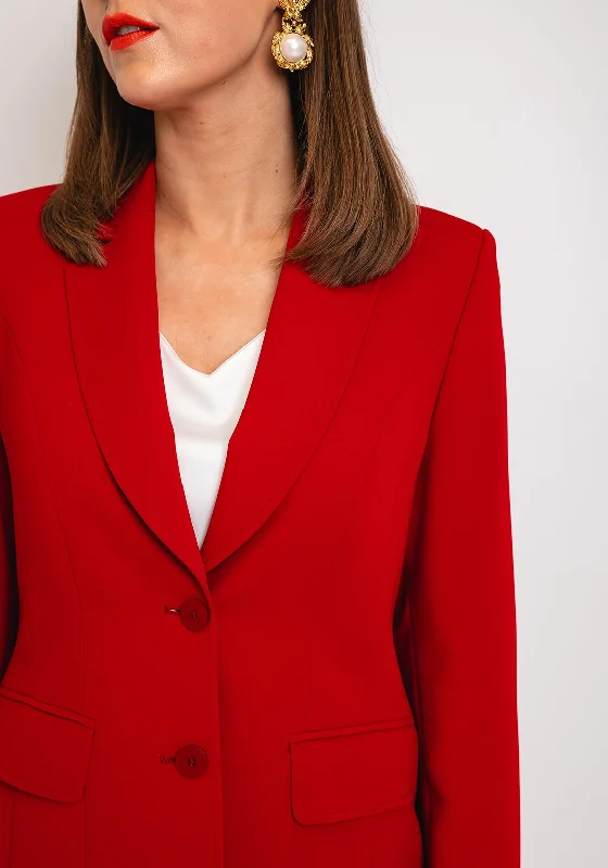 Christina Felix Single Breasted Tailored Blazer, Red