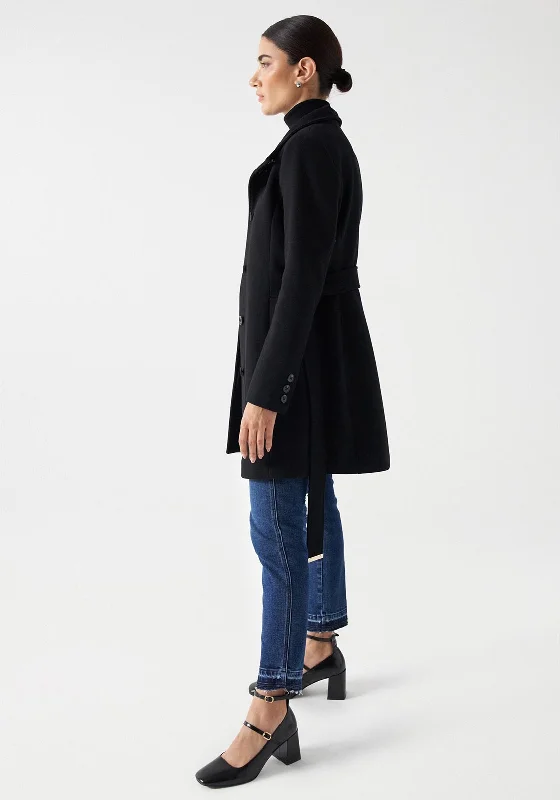 Salsa Grace Belted Wool Coat, Black