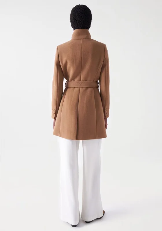 Salsa Grace Belted Wool Coat, Brown