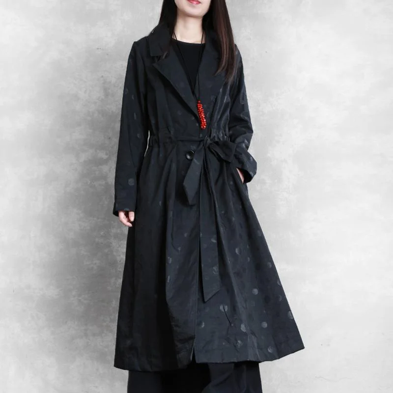 DIY drawstring Fine coats women blouses black Plus Size Clothing women coats