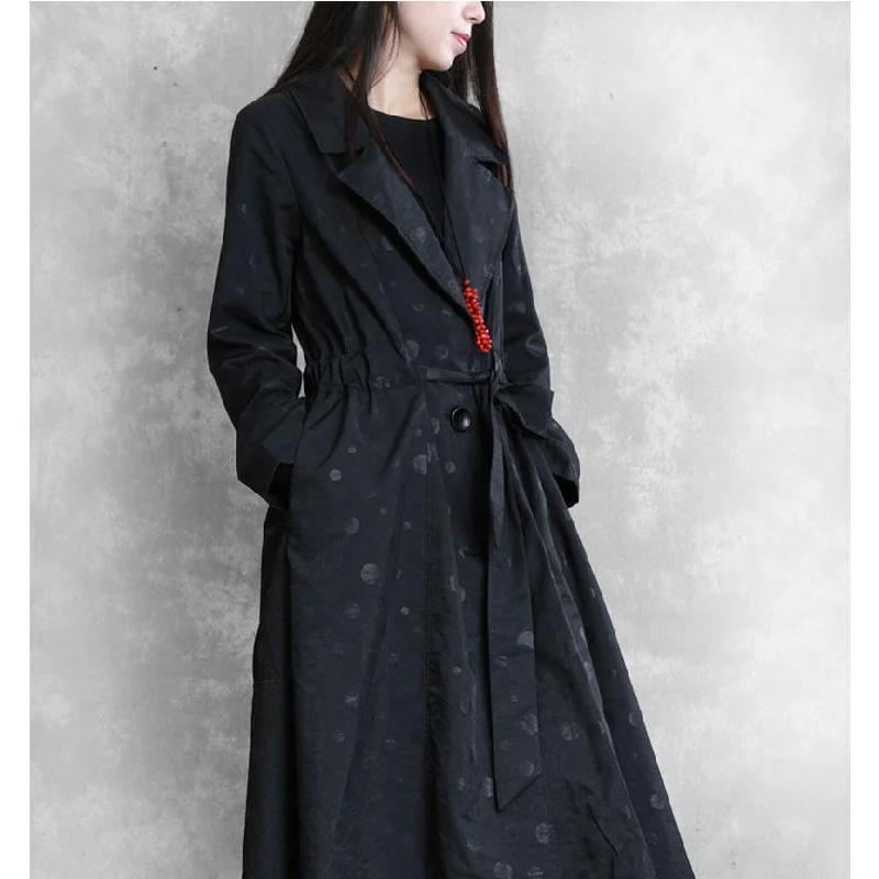 DIY drawstring Fine coats women blouses black Plus Size Clothing women coats