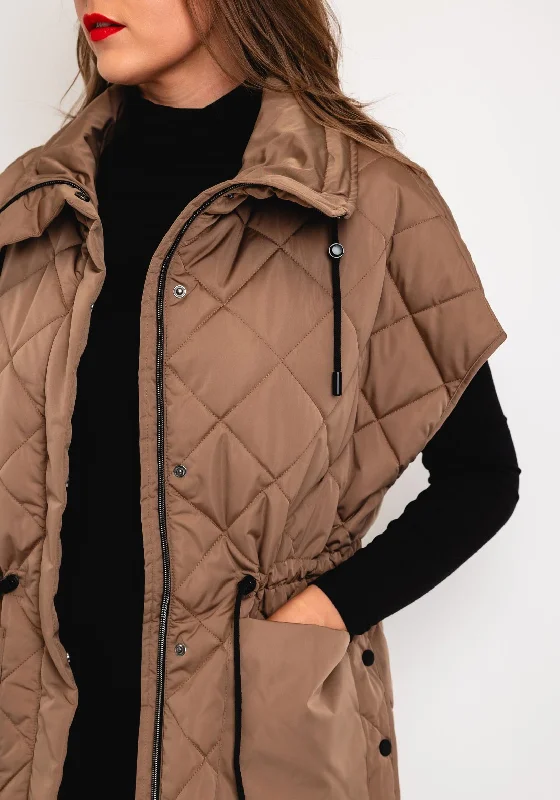 Frandsen Drawstring Waist Quilted Gilet, Camel