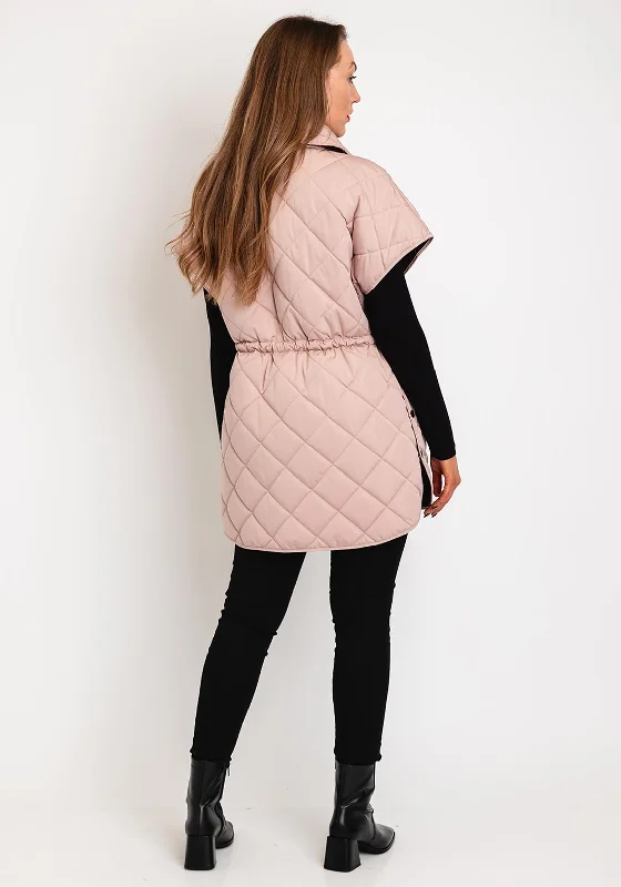 Frandsen Drawstring Waist Quilted Gilet, Blush Pink