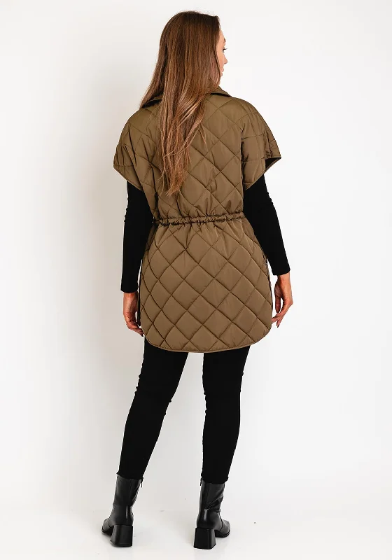 Frandsen Drawstring Waist Quilted Gilet, Khaki