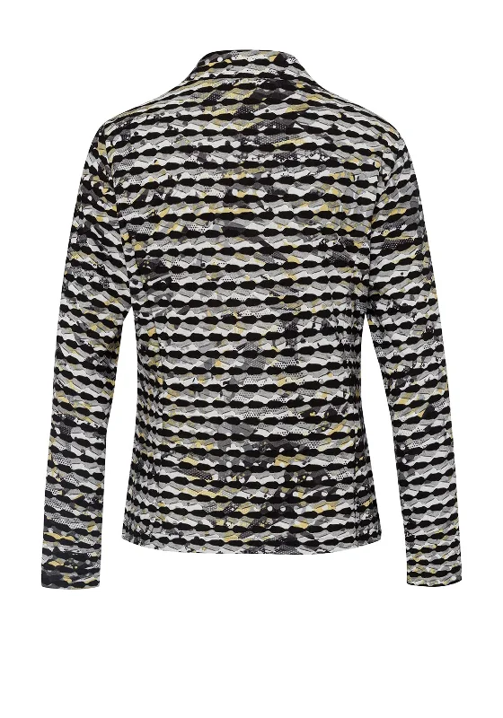 Frank Walder Textured Short Print Jacket, Black & Yellow