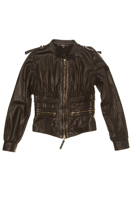 Gianfranco Ferre - Black Leather Zip Up Jacket - IT 40