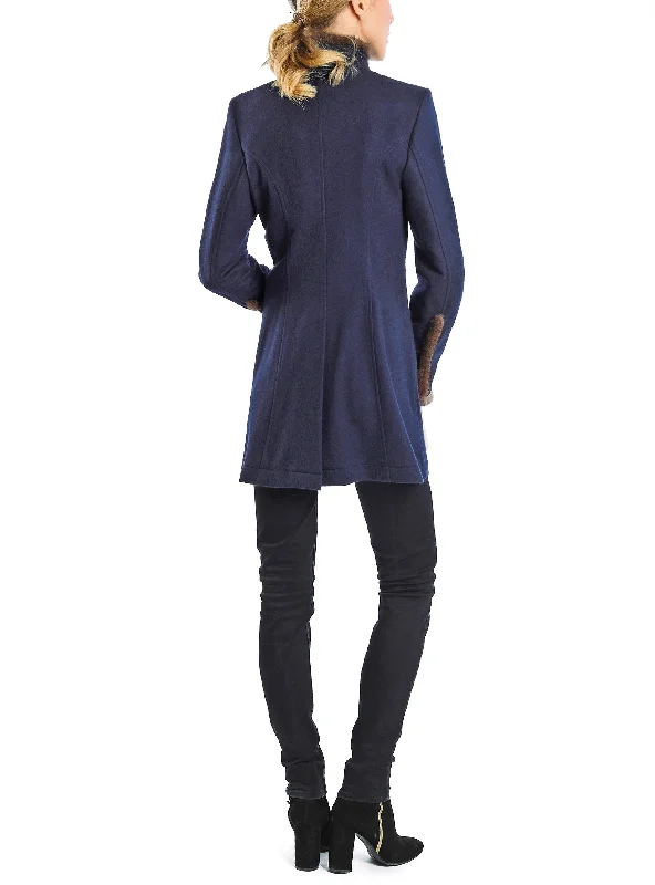 Long blazer from Italian cashmere-knit in navy