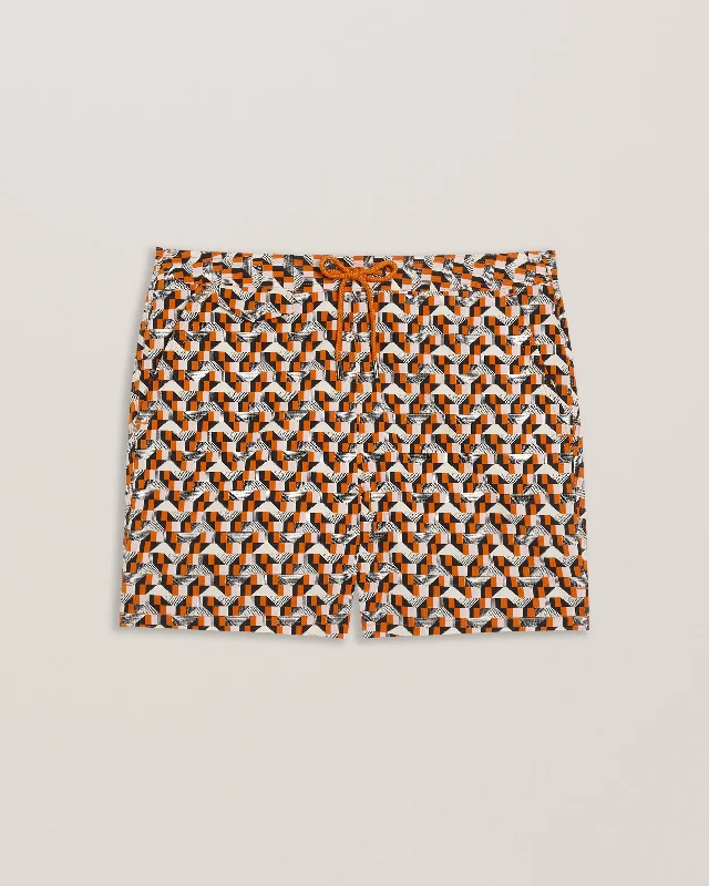 Joris Geometric Seersucker Swimshort Brt-Orange