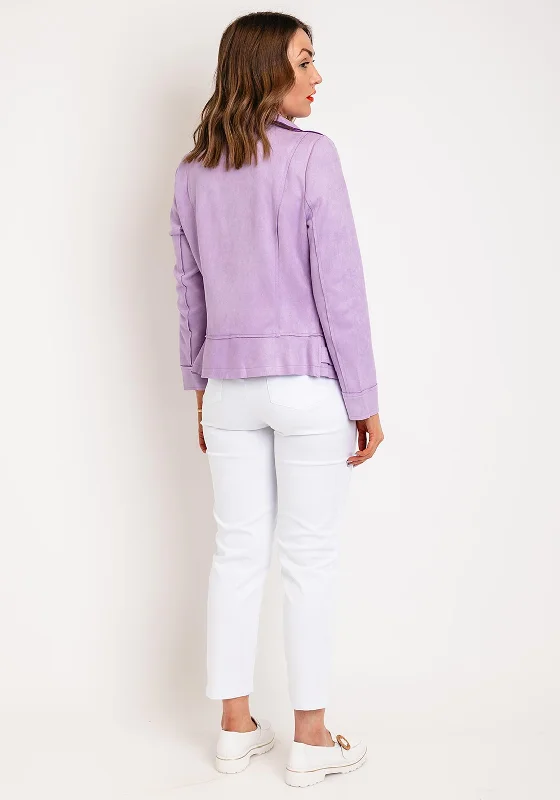 Serafina Collection Faux Suede Biker Jacket, Lilac