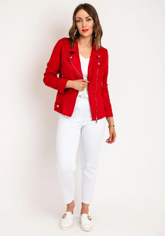 Serafina Collection Faux Suede Biker Jacket, Red