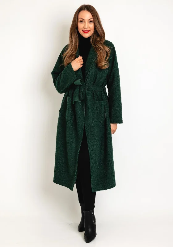 Serafina Collection One Size Long Sherpa Jacket, Bottle Green