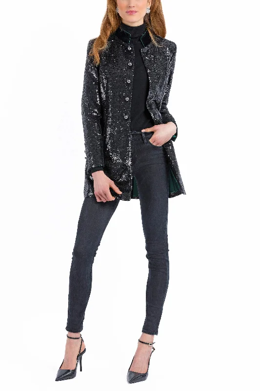 Long Blazer from shiny black sequins