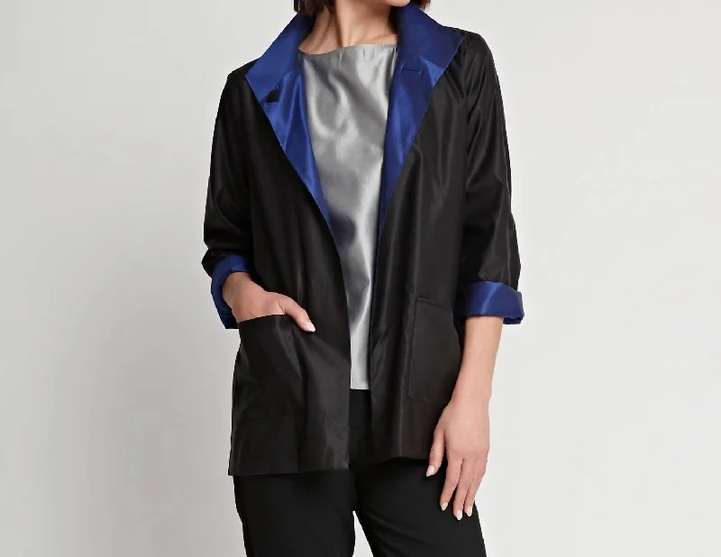 Long Sleeve Constance Jacket In Black/royal Blue