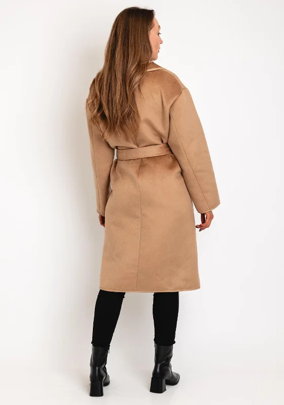 Guess Wool Blend Belted Coat, Camel