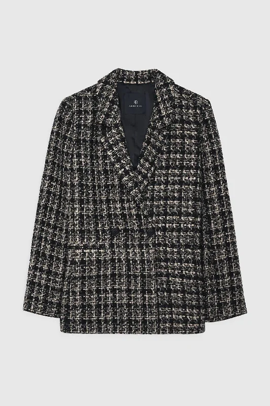 Madeleine Blazer In Tan And Black Tweed