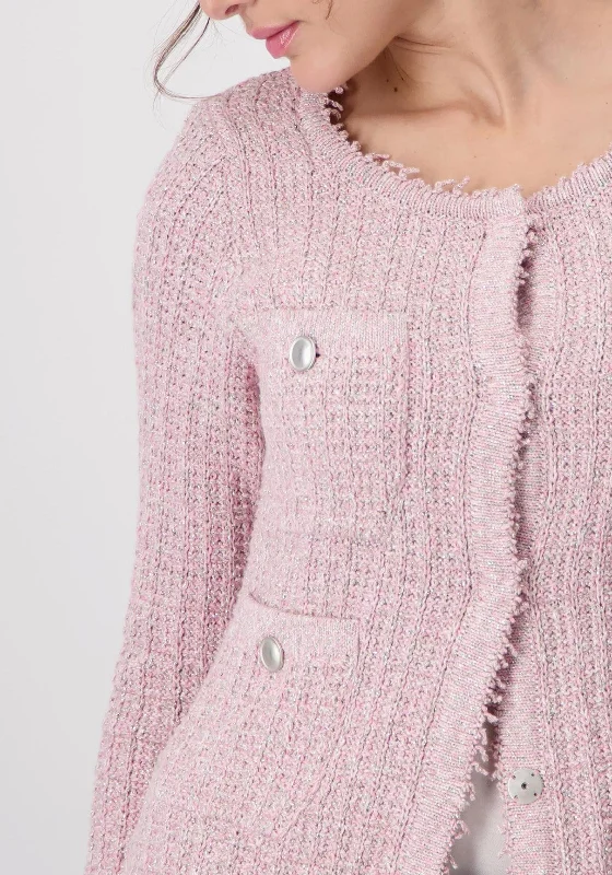 Monari Metallic Knit Cardigan, Pink