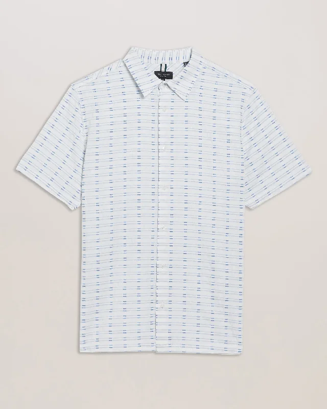 Orions Ss Regular Jacquard Geo Shirt Blue