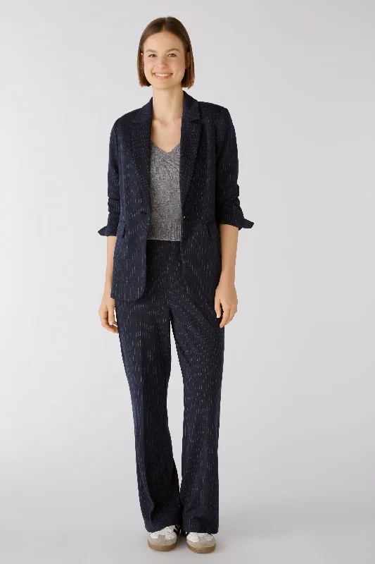 OUI Pinstripe Jersey Heavy Blazer, Dark Blue Grey