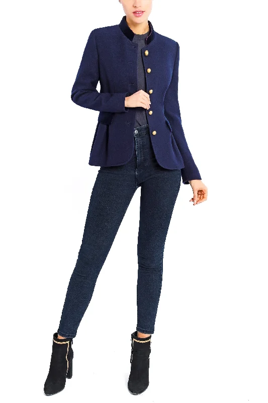 Peplum blazer from Austrian wool broadcloth in navy