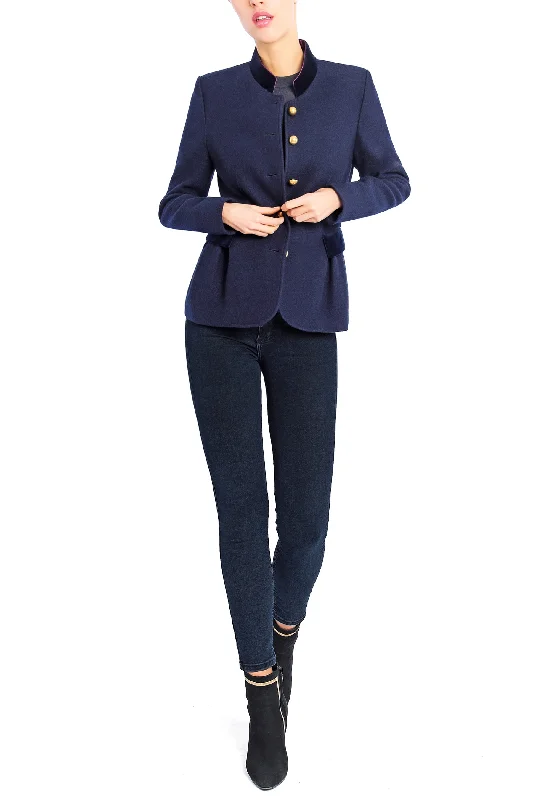 Peplum blazer from Austrian wool broadcloth in navy