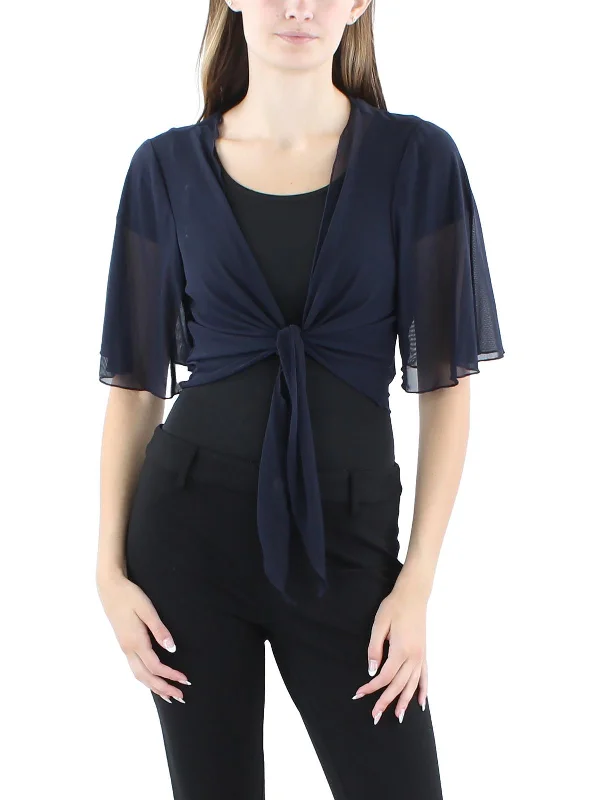 Petites Womens Sheer Nylon Bolero