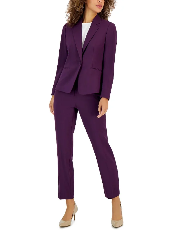 Petites Womens Solid Polyester One-Button Blazer