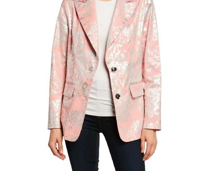 Pink Foil Jacket In Pink W/silver Foil