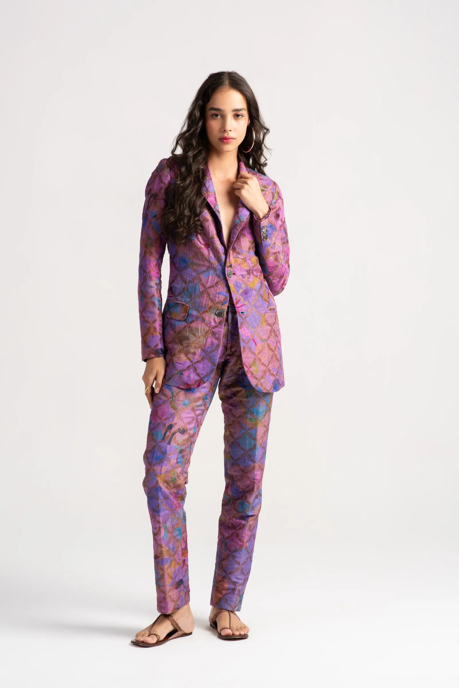 Rana Blazer Silk Brocade Amethyst