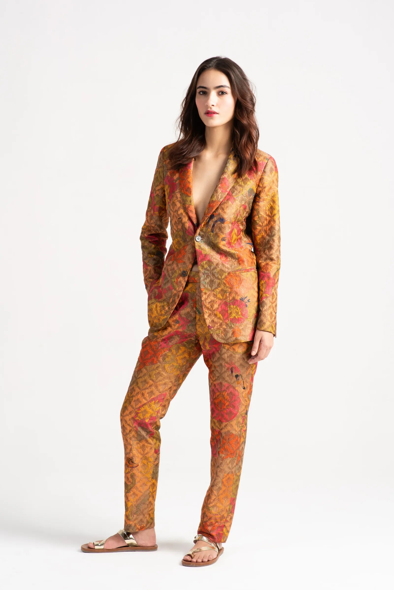 Rana Blazer Silk Brocade Grapefruit