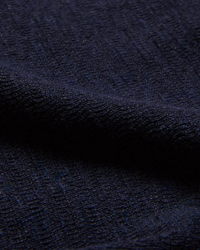 Rojor Ss Zip Through Textured Front Polo Navy