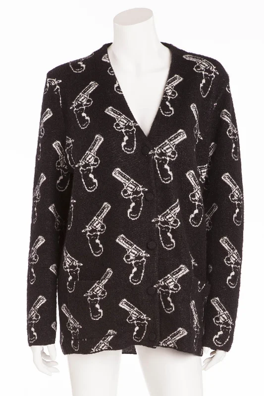 Saint Laurent - Gun Pop  Black + White Long Sleeve Cardigan Size  M