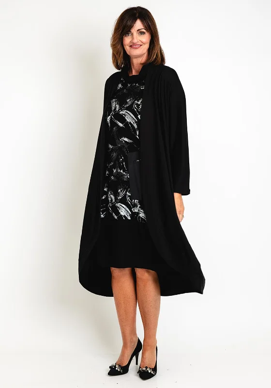 Ever Sassy Long Open Cardigan, Black