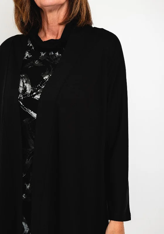 Ever Sassy Long Open Cardigan, Black