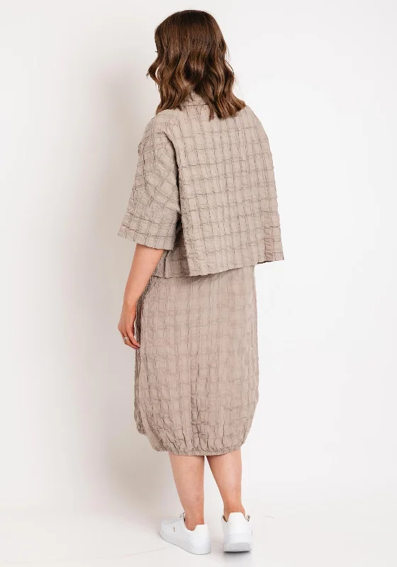 Ever Sassy Shawl Collar Textured Short Jacket, Taupe