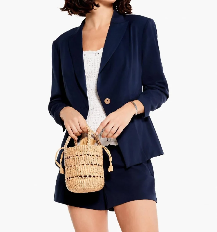 Scrunch Sleeve Work It Jacket In Dark Indigo