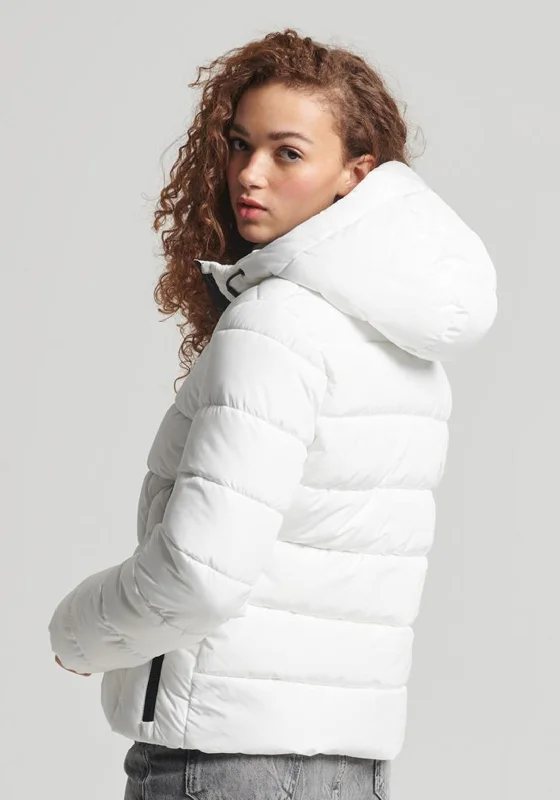 Superdry Womens Hooded Spirit Sports Puffer Jacket, White