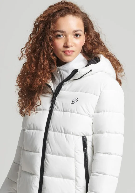 Superdry Womens Hooded Spirit Sports Puffer Jacket, White