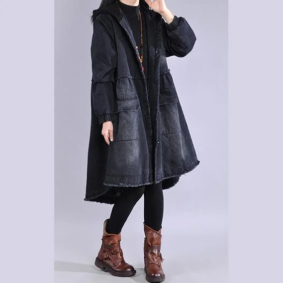 thick denim black womens coats plussize Jackets & Coats winter asymmetric winter coats