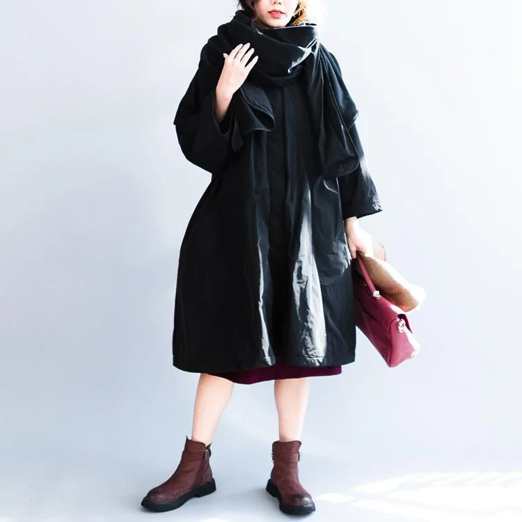 vintage black Parka plussize down coat Casual long cardigans